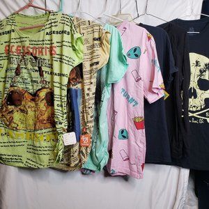Novelty Shirt Lot 7 Assorted Sizes Colors Styles Cropped Long Short Sleeve As Is